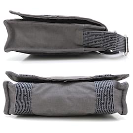 Hermès-Sac à bandoulière en nylon canvas Hermes Basas PM-Gris