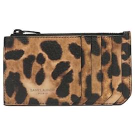 Yves Saint Laurent-Yves Saint Laurent Leather Coin Case Card Holder-Brown