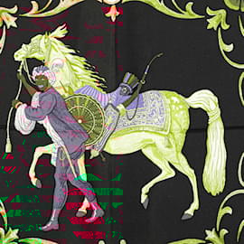 Hermès-Hermes Women's Silk Scarf in Black and Multi-color-Black,Multiple colors