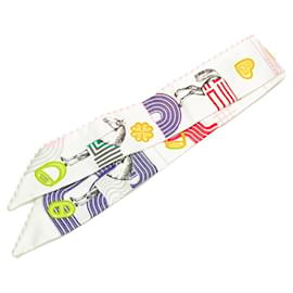 Hermès-Hermes Twilly Garde Robe Pop Scarf-White,Multiple colors
