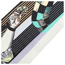 Hermès-Hermes Twilly Grand Theatre Nouveau Scarf-Black,Multiple colors