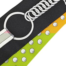 Hermès-Écharpe Muffler Hermès Twilly Grand Tralala-Noir,Multicolore