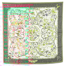 Hermès-Hermes Carré 90 PIERRES D'ORIENT ET D'OCCIDENT Scarf-Rose,Blanc,Vert