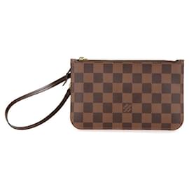 Louis Vuitton-Pochete anexada Neverfull PM Damier Louis Vuitton-Marrom,Damier ebene