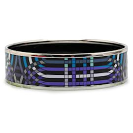 Hermès-Hermes Enamel GM Cloisonné Charm Bracelet-Silvery,Blue