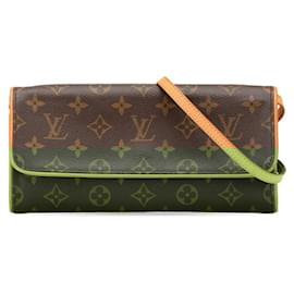 Louis Vuitton-Bolsa de Ombro Pochette Twin GM Monograma Louis Vuitton-Marrom,Monograma