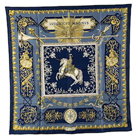 Hermès-Hermes Carré 90 LVDOVICVS MAGNVS Scarf-Multiple colors,Navy blue