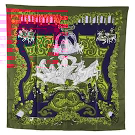 Hermès-Hermes Carre 90 LE PARADIS DU ROY Scarf-Red,Multiple colors