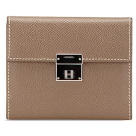 Hermès-Hermes Click 12 Card Case in Etoupe Beige-Beige,Taupe