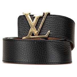 Louis Vuitton-Louis Vuitton Santur LV Initial Reversible Belt-Brown,Black,Golden