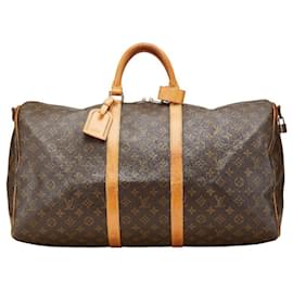 Louis Vuitton-Bolsa Boston Keepall Bandoulière 55 Monograma Louis Vuitton-Marrom,Monograma