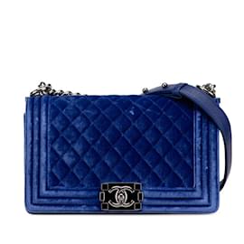 Chanel-Chanel Matelasse Boy Coco Mark Chain Shoulder Bag-Blue