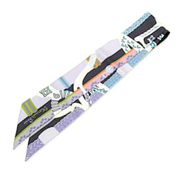 Hermès-Hermes Twilly Fantaisie d'Etriers Armor Fantasy Marine Scarf-Black,Multiple colors