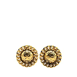Chanel-Chanel Coco Mark Matelasse Chain Earrings-Golden