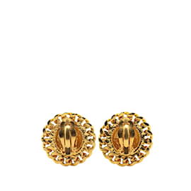 Chanel-Chanel Coco Mark Matelasse Chain Earrings-Golden