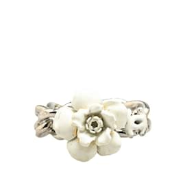 Chanel-Chanel Camellia Coco Mark Chain Ring-Silvery,White