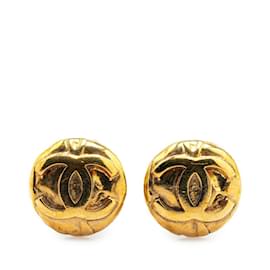 Chanel-Chanel Coco Mark Gold Plated Clip Earrings-Golden