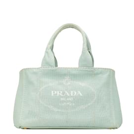 Prada-Prada Canapa Handbag Tote Bag-Green