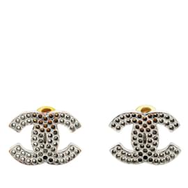 Chanel-Chanel Coco Mark Silver Clip Earrings-Silvery