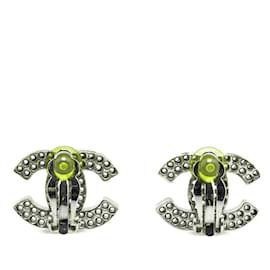 Chanel-Chanel Coco Mark Silver Clip Earrings-Silvery