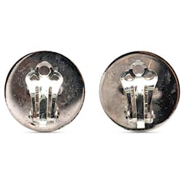 Hermès-Hermes Enamel Cloisonné Clip Earrings-Silvery,Orange