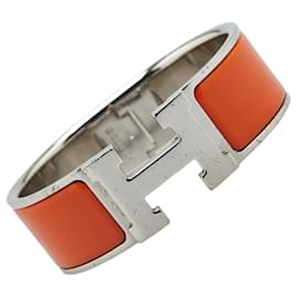 Hermès-Hermes Click-Clack H PM Bracelet-Silvery,Orange