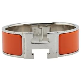Hermès-Hermes Click-Clack H PM Bracelet-Silvery,Orange