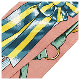 Hermès-Écharpe Muffler Jumping Twilly Hermes-Rose,Multicolore