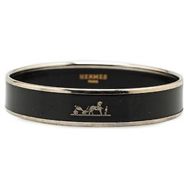 Hermès Pulseira de esmalte preto e prata Hermes Preto Prata