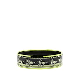 Hermès-Hermes Enamel Horse Riding Motif Bangle-Black,Multiple colors,Golden