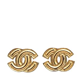 Chanel-Chanel Coco Mark Gold Plated Stud Earrings-Golden