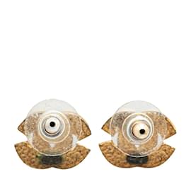 Chanel-Chanel Coco Mark Gold Plated Stud Earrings-Golden