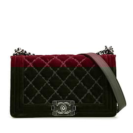 Chanel-Chanel Boy 25 Coco Mark Chain Shoulder Bag-Dark red