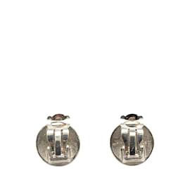 Chanel-Chanel Silver Metal Clip Earrings-Silvery