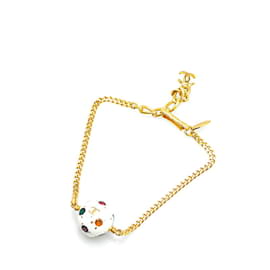 Chanel-Chanel Coco Mark Charm Bracelet-White,Golden