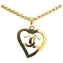 Chanel-Chanel Coco Mark Heart Motif Necklace-Golden