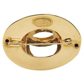 Chanel-Chanel Coco Mark Oval Circle Brooch-Golden