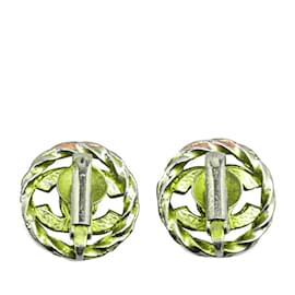 Chanel-Chanel Coco Mark Rhinestone Clip Earrings-Golden
