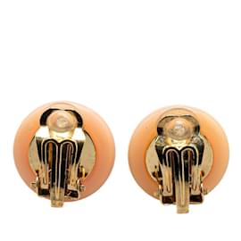 Chanel-Chanel Coco Mark Round Clip Earrings-Pink