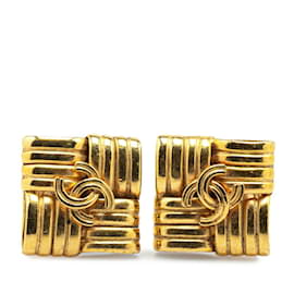 Chanel-Chanel Coco Mark Square Earrings-Golden