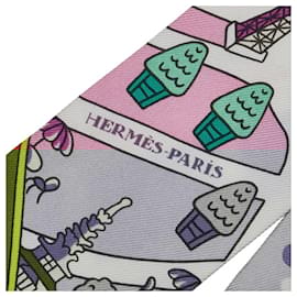 Hermès-Hermes Twilly LES NOUVEAUX AMOUREUX DE PARIS Scarf-Pink,Multiple colors