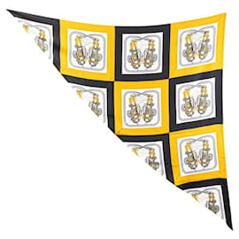 Hermès-Hermes Geant Mini Brit de Gala Triangle Scarf-White,Multiple colors,Yellow
