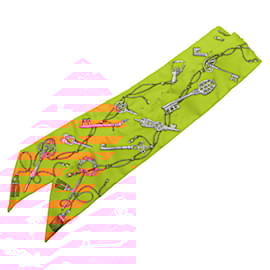 Hermès-Hermes Twilly Les Cles a Pois Scarf-Orange