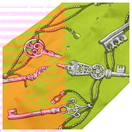 Hermès-Hermes Twilly Les Cles a Pois Scarf-Orange
