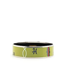 Hermès-Hermes Enamel Bangle-Silvery,Multiple colors,Green