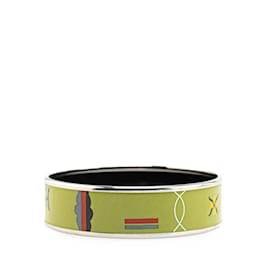 Hermès-Bracelet en émail Hermès-Argenté,Multicolore,Vert