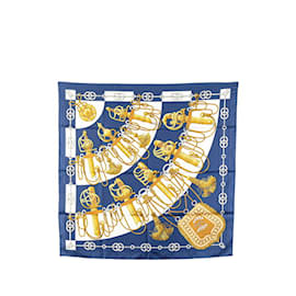 Hermès-Hermes Carré 90 Cliquetis Kachikachi Sword Pattern Scarf-Multiple colors,Navy blue