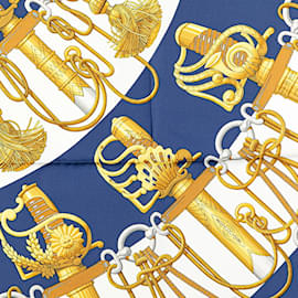 Hermès-Hermes Carré 90 Cliquetis Kachikachi Sword Pattern Scarf-Multiple colors,Navy blue