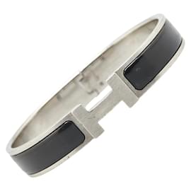 Hermès-Bracelet Hermes Click H PM-Noir,Argenté