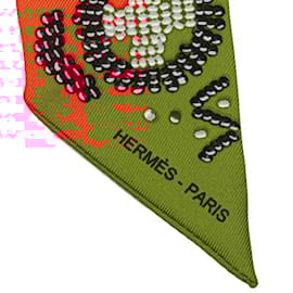 Hermès-Hermes Twilly Kelly en Perles Scarf-Orange
